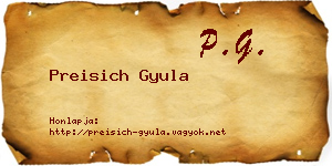 Preisich Gyula névjegykártya